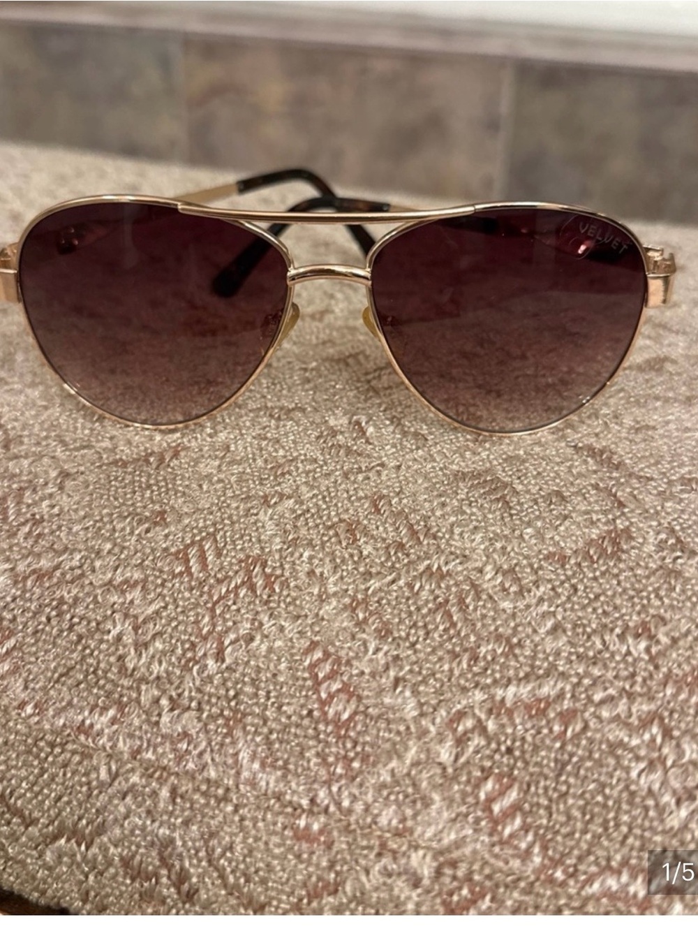 Velvet Gold Frame Sunglasses with Brown Gradient Lenses